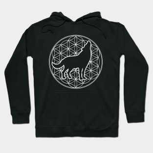 Wolf and Flower of Life Sacred Geometry -V2 Hoodie